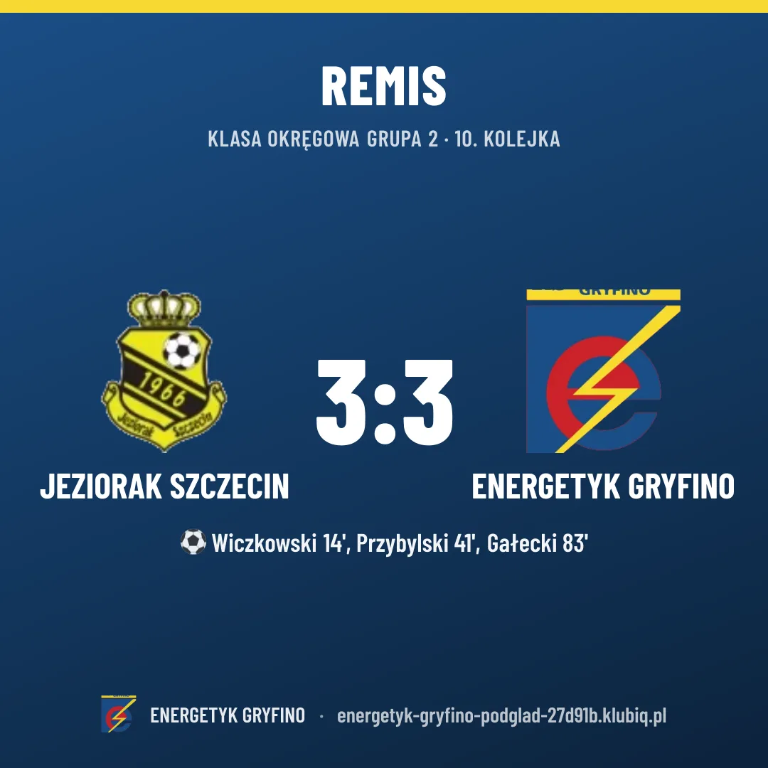Jeziorak Szczecin 3:3 Energetyk Gryfino